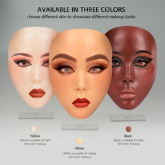 Tête silicone Laokiiy pratique les techniques de maquillage avec précision.