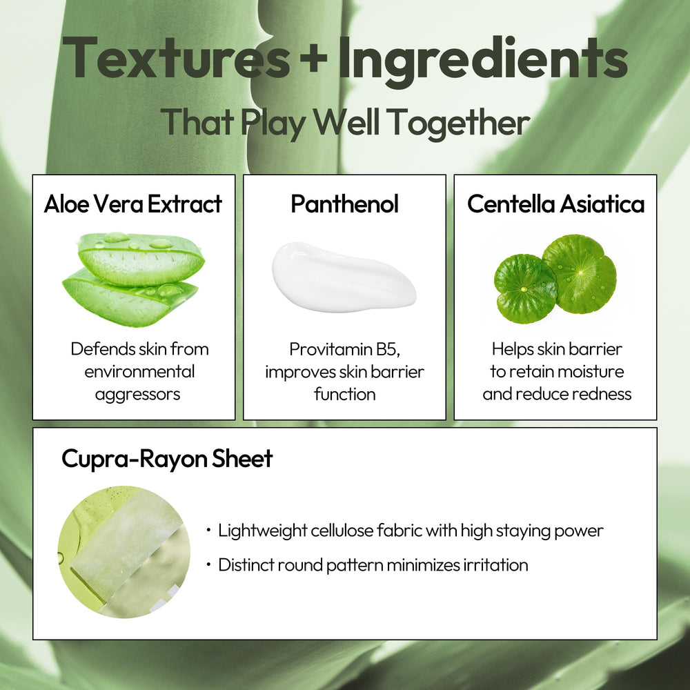 Tissu cupro rayon du masque LAPCOS Aloe Concombre, matière légère et confortable.