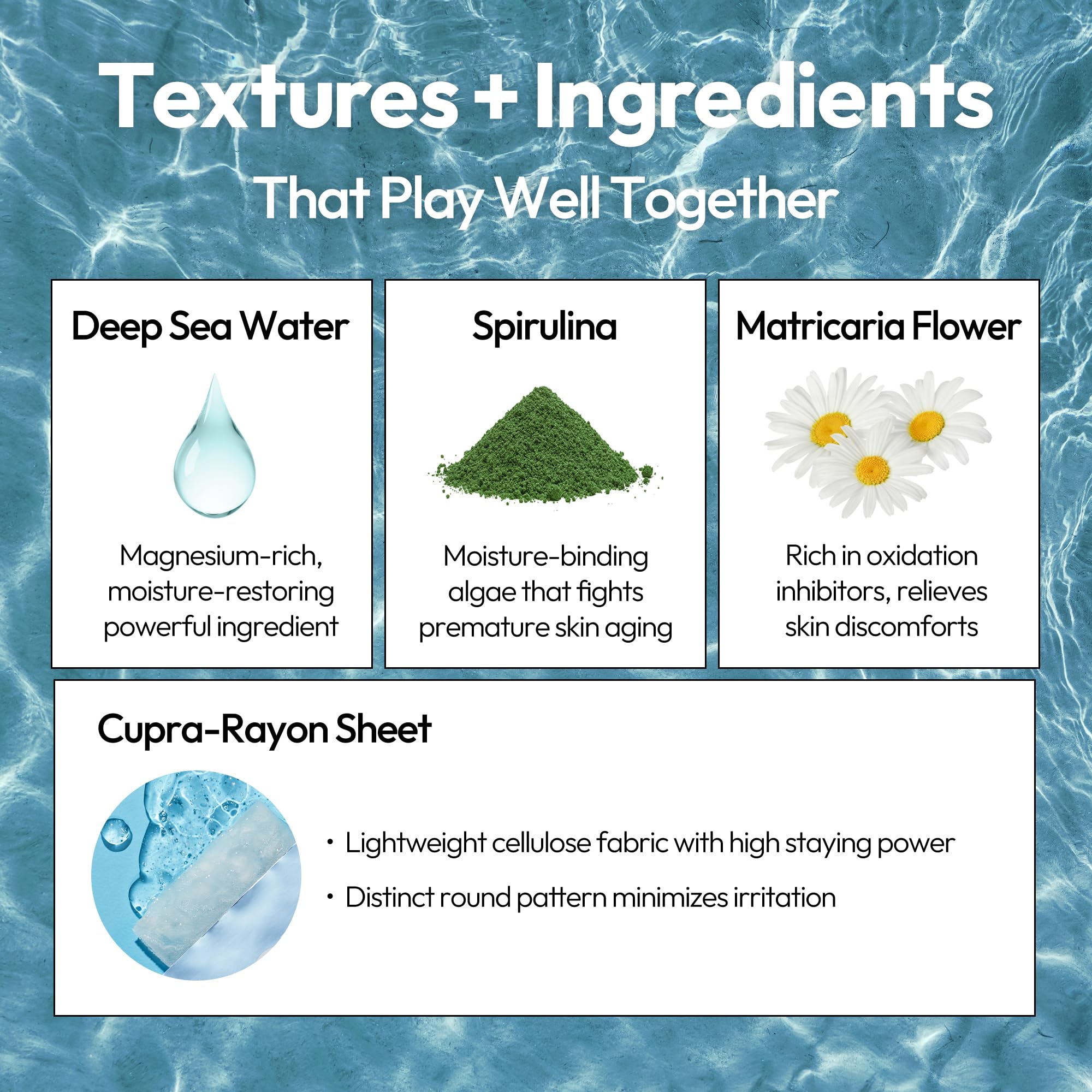 LAPCOS Masque Aqua, texture cupro-rayon pour un ajustement doux
