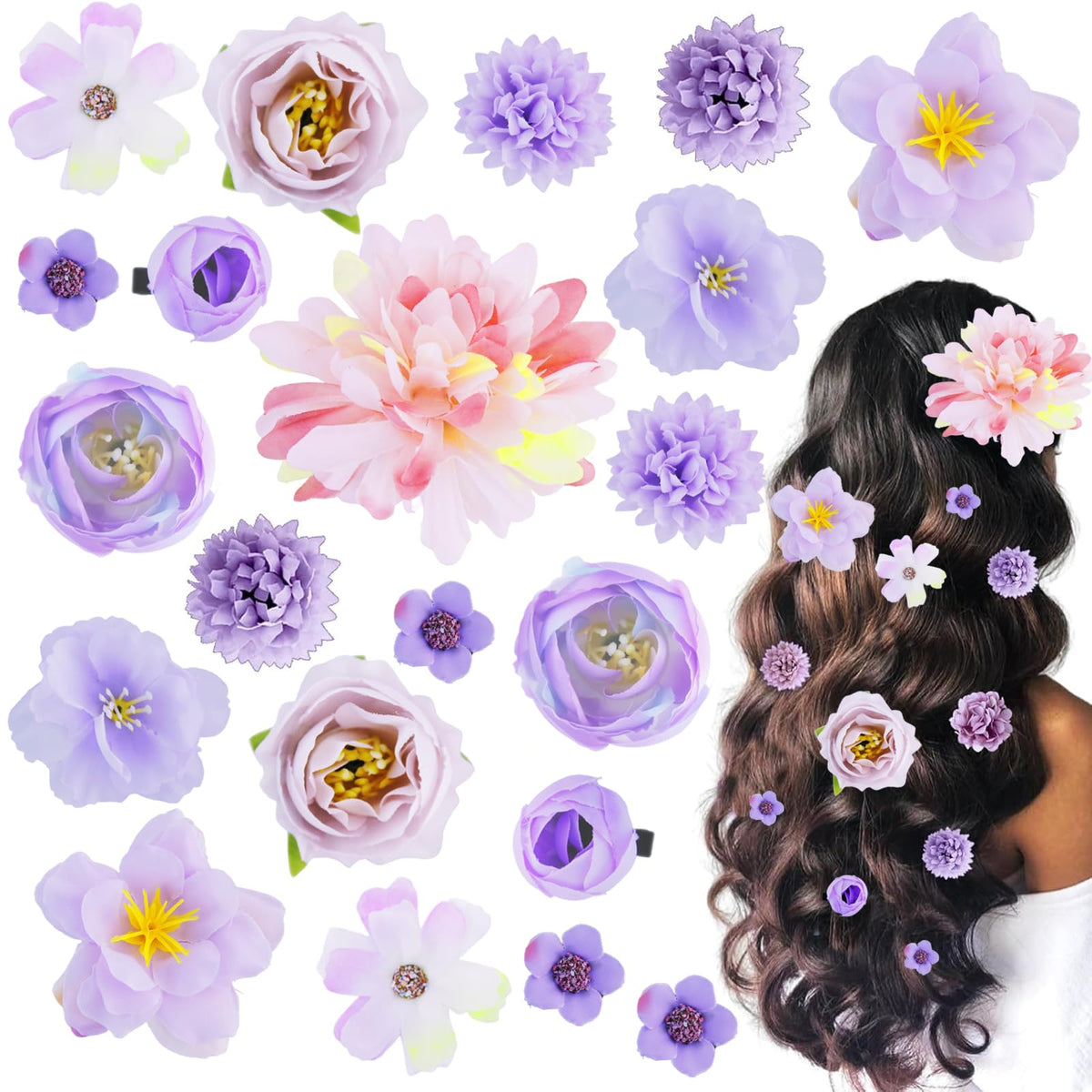 LAPOHI clips roses de soie pour une coiffure romantique et légère