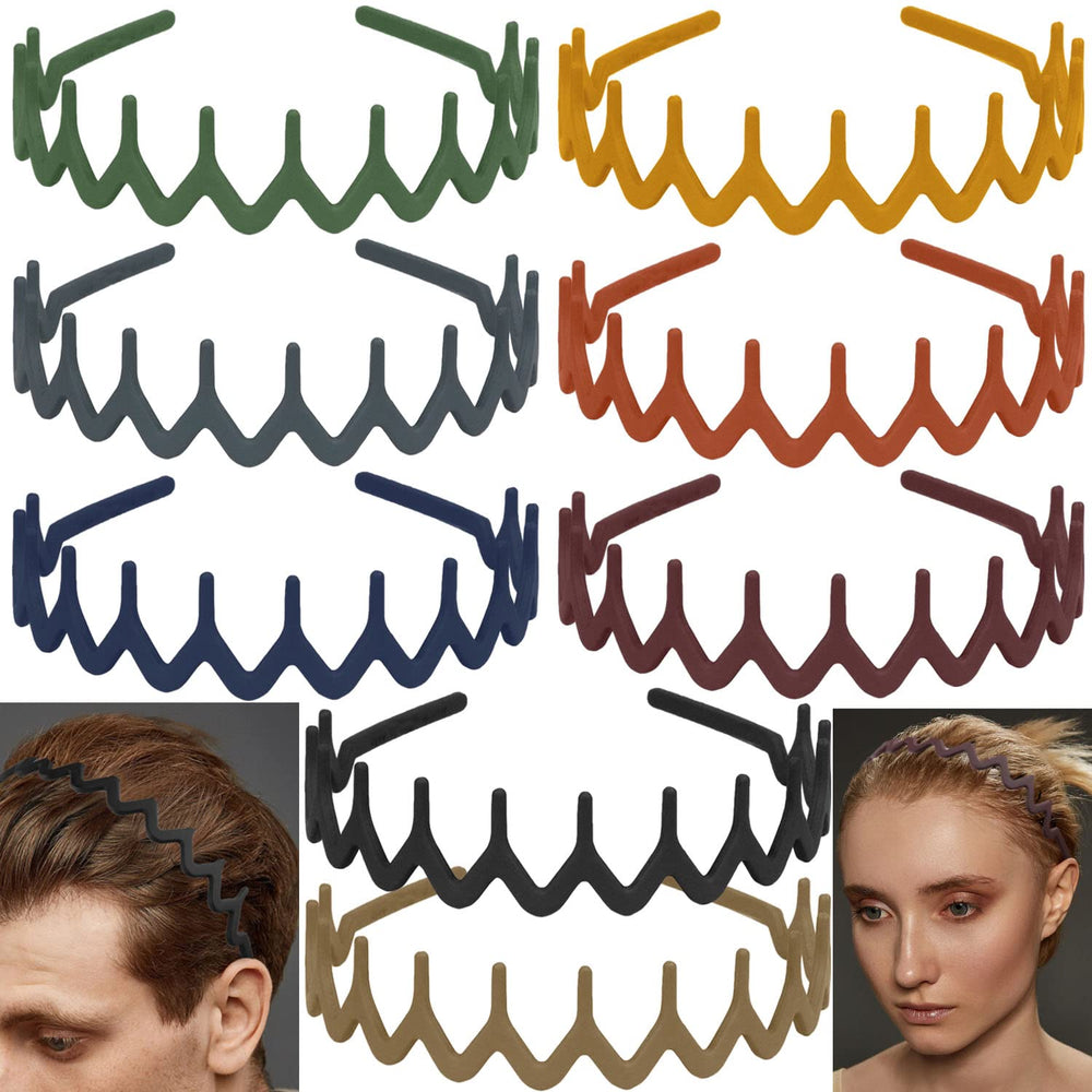 Bandeaux LAPOHI fin avec dents anti-glisse, lot de 8 pour coiffures variées.
