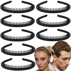Bandeaux LAPOHI en plastique minces avec dents, noir mat, maintien élégant