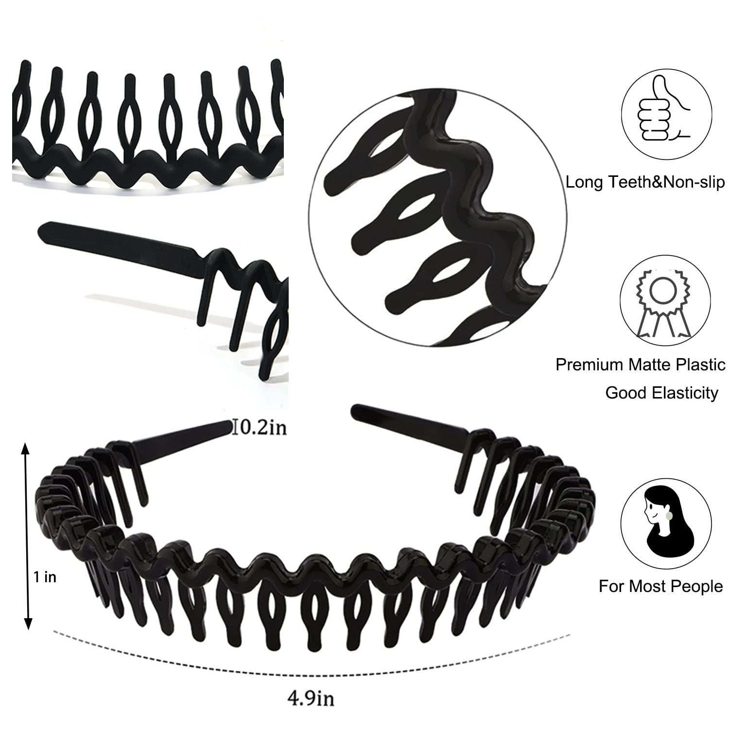 Bandeaux LAPOHI en plastique polycarbonate noir mat, sans odeur et peau-friendly.