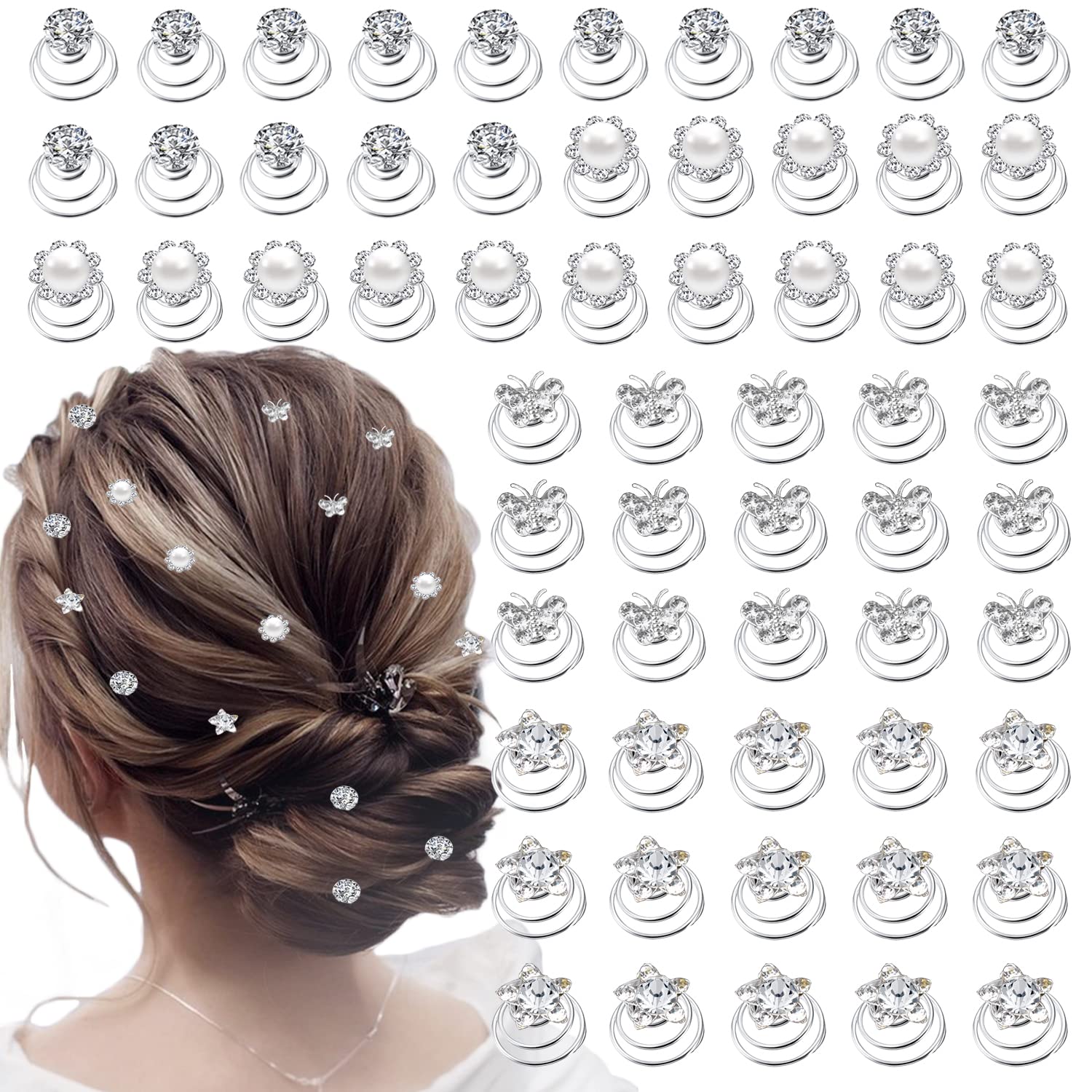 LAPOHI bijou cheveux spirale cristal, ajoutant brillance lors d'un rendez-vous ou mariage.