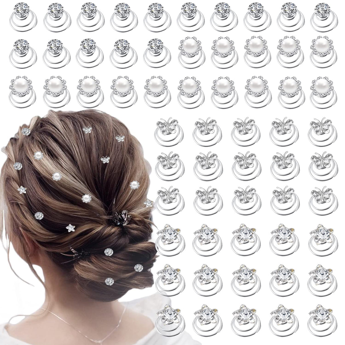 LAPOHI bijou cheveux spirale cristal, ajoutant brillance lors d'un rendez-vous ou mariage.