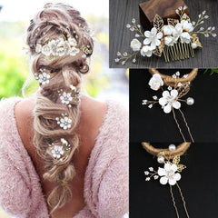 Épingle LAPOHI dentelle-or pétales, design romantique pour robe de mariée.