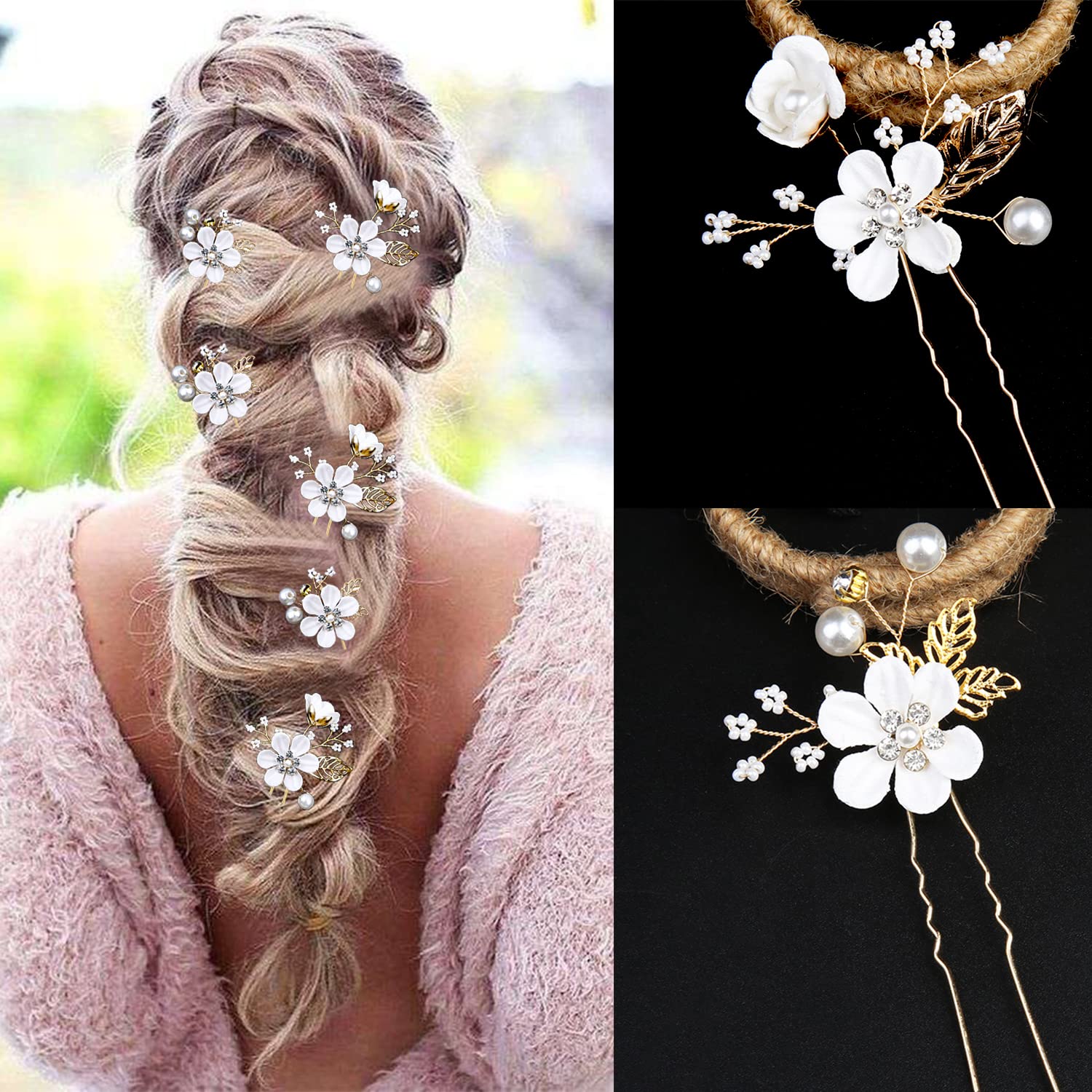 Pinces LAPOHI bijou dentelle perles, accessoire élégant pour demoiselle.