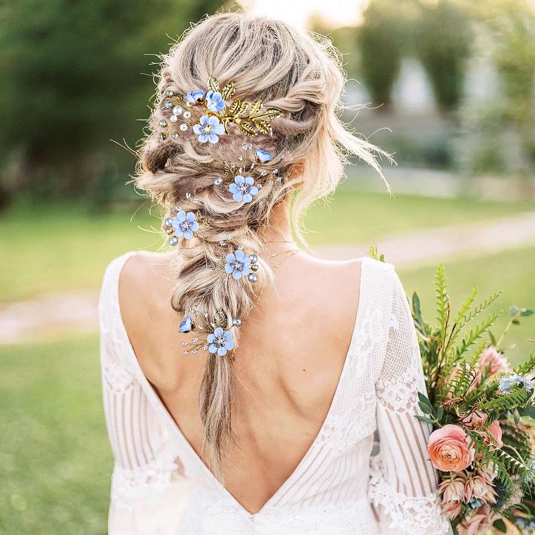 LAPOHI pinces-cheveux dorées avec strass pour chignon élégant.