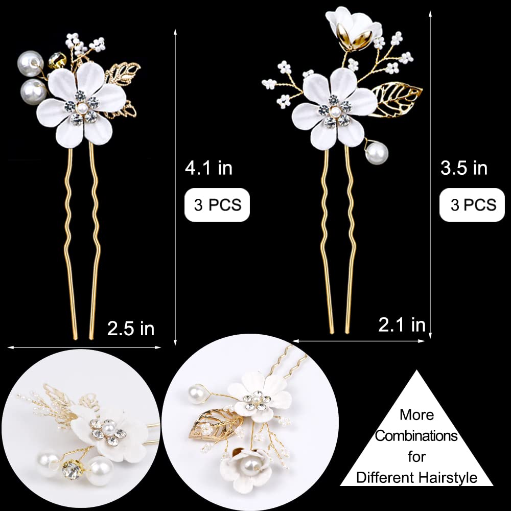 Pinces LAPOHI fleur blanche cristal, coiffure élégante pour robe.