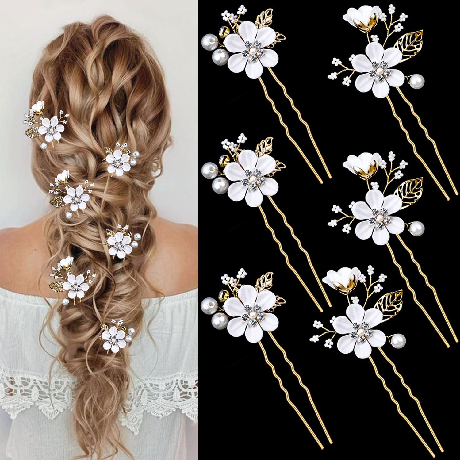 Pinces LAPOHI mariée fleur cristal perles pour coiffure raffinée.