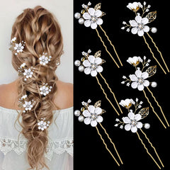 Pinces LAPOHI mariée fleur cristal perles pour coiffure raffinée.