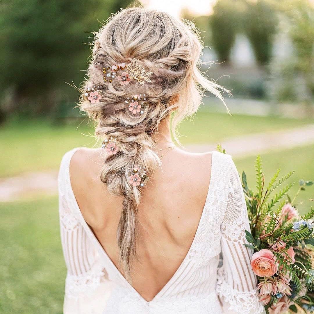 lapohi pinces cheveux mariage strass perles rose pour une finition élégante