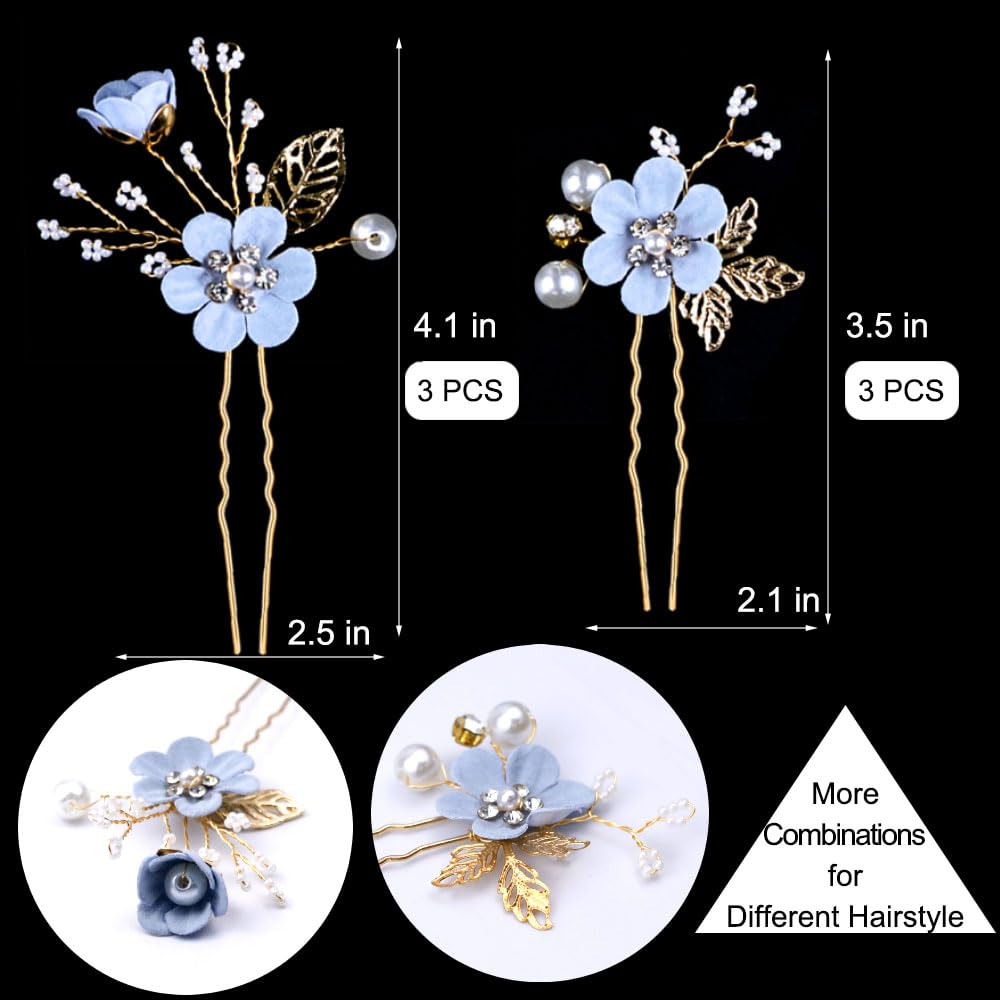 Épingles LAPOHI décorées de strass et fleurs dorées, idéal pour soirée.