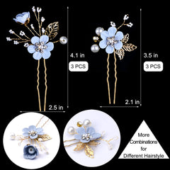 Épingles LAPOHI décorées de strass et fleurs dorées, idéal pour soirée.