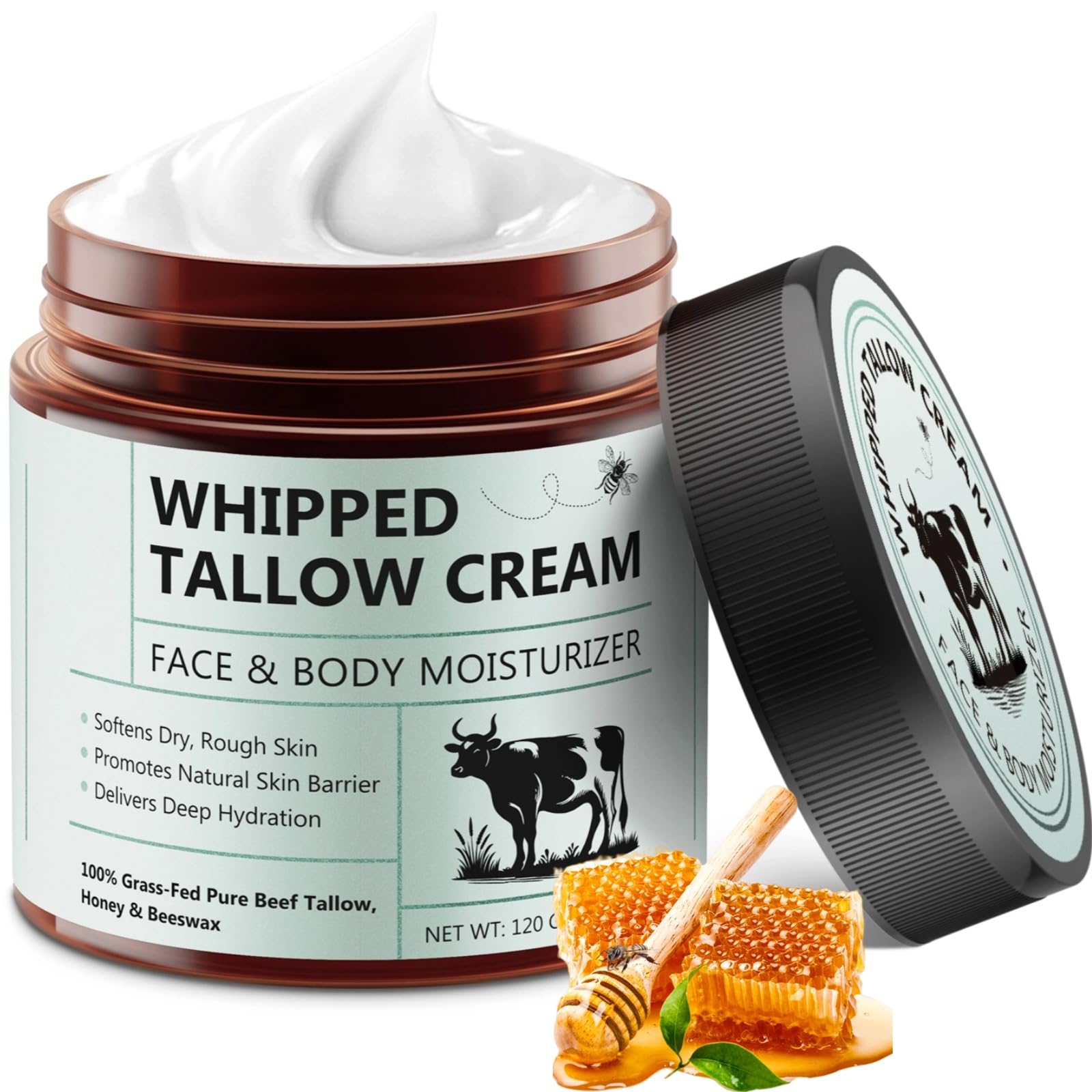 Laraspi Beef Tallow jar shown for skin hydration and nourishment.
