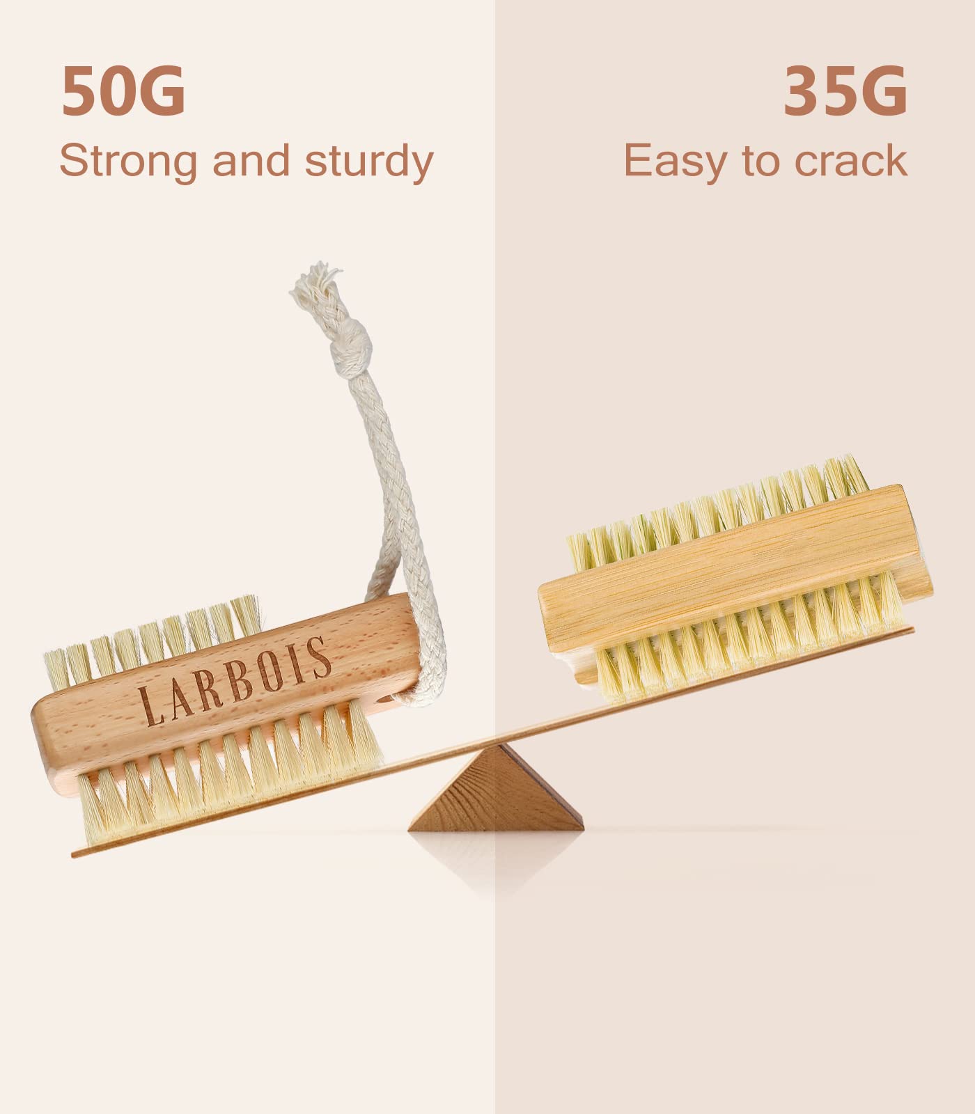 Larbois brosse à ongles avec brins sisal rigides pour déloger la saleté.