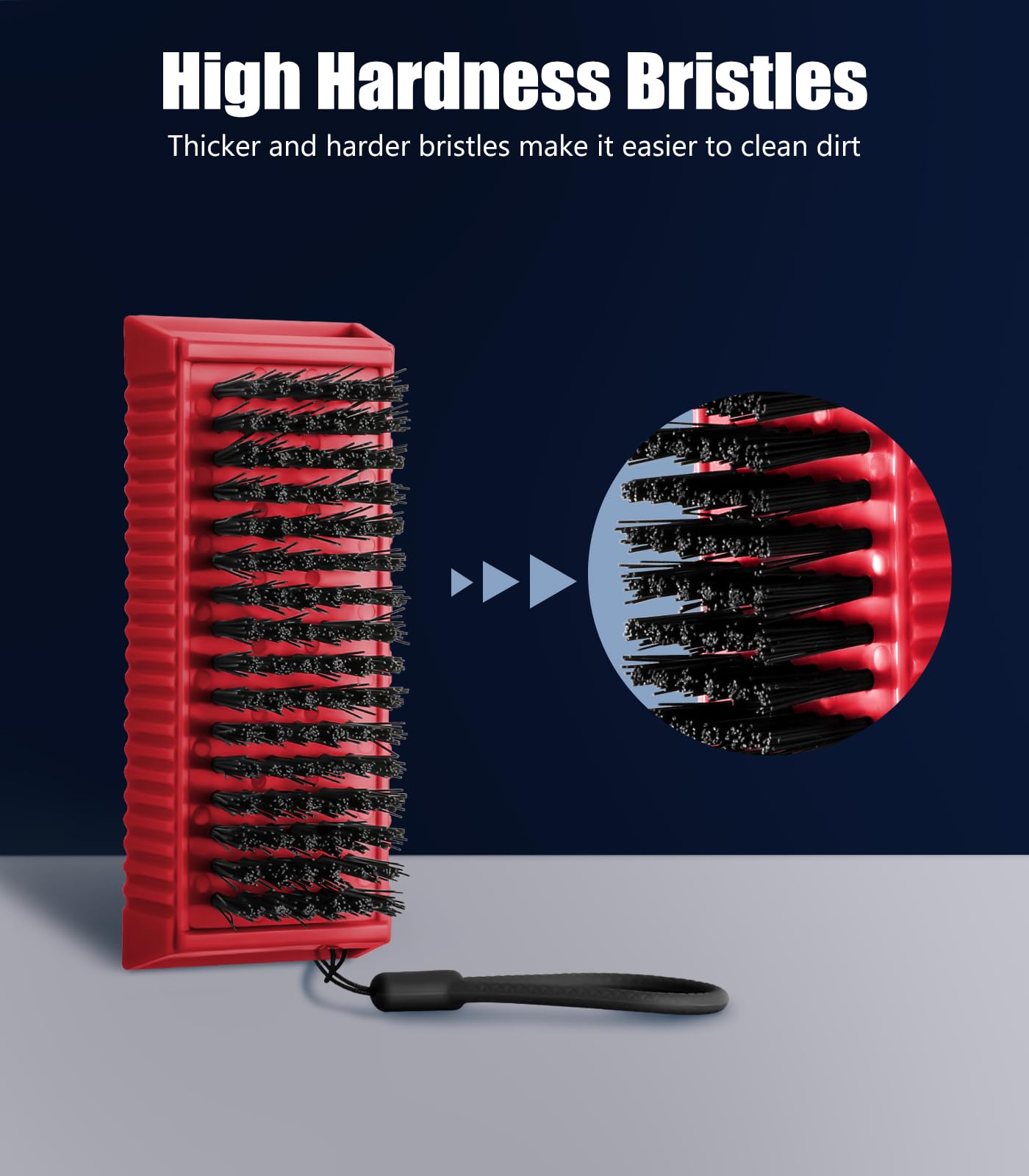Larbois brosse à ongles rouge, face arrière, poils résistants pour un nettoyage en profondeur.