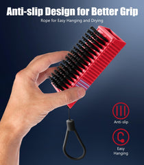 Larbois brosse à ongles rouge, poignée crantée, prise en main sûre.