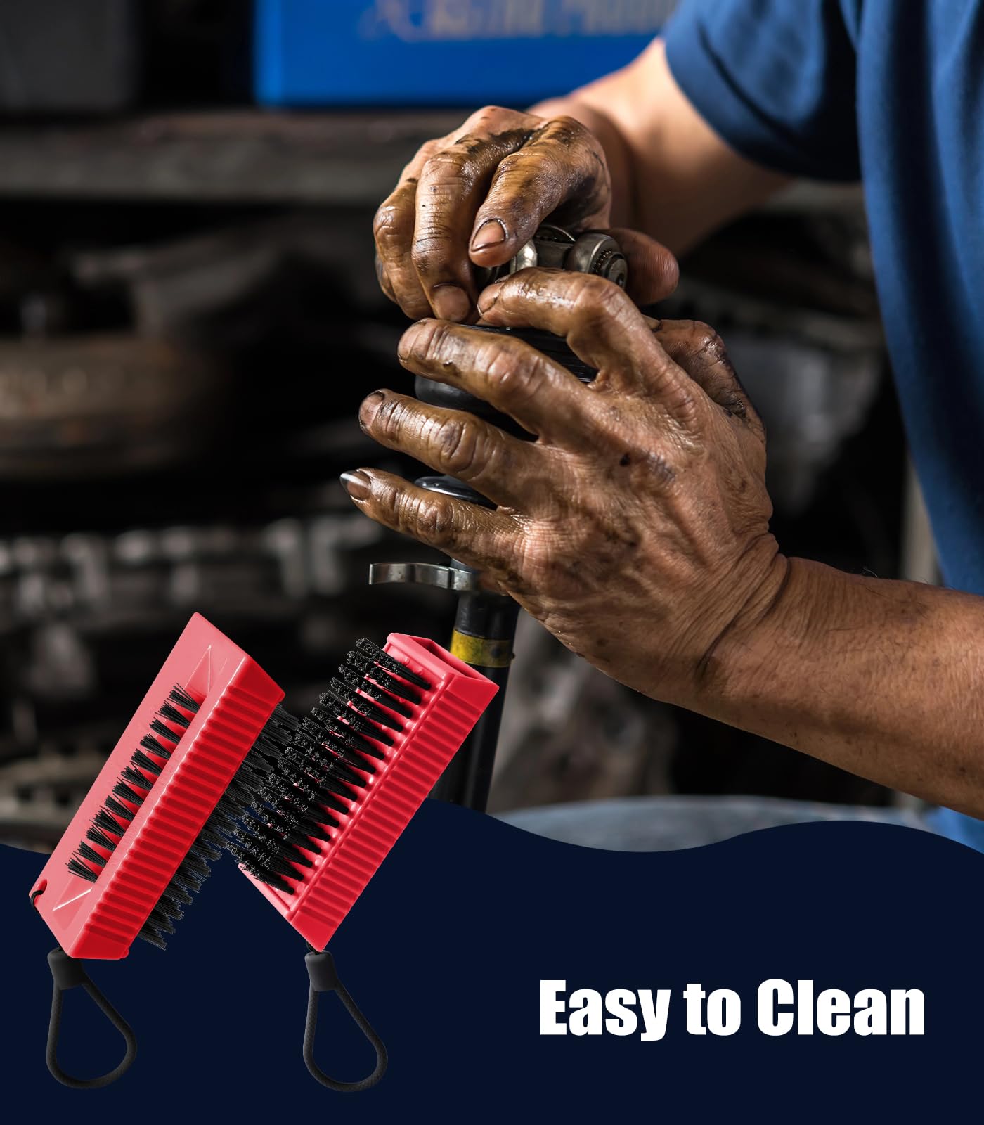 Larbois brosse à ongles rouge, usage domestique, mains et outils propres.