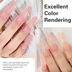 Larvall Beautpal Nude cures under UV lamp for lasting shine.