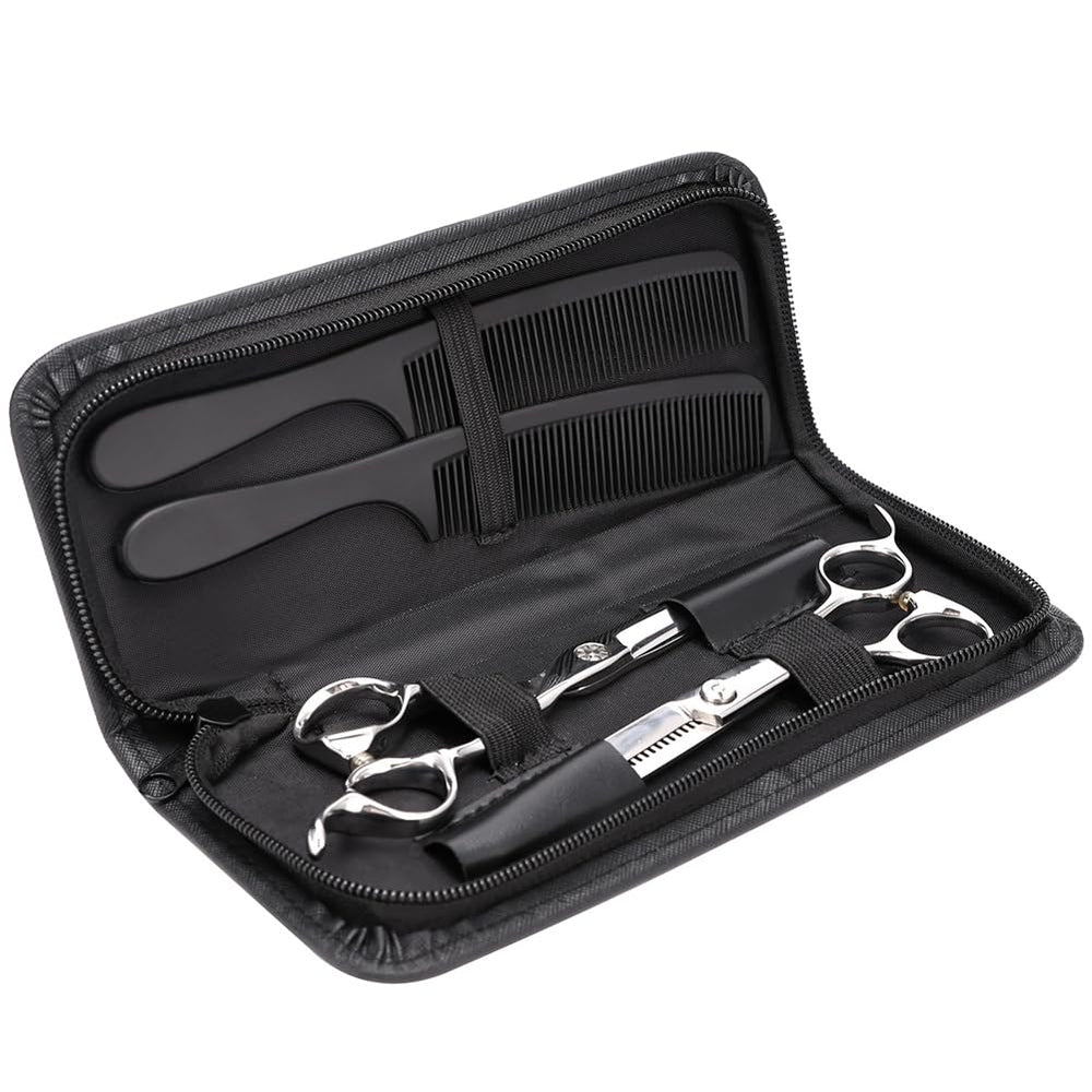 Pochette sécurité coiffure Lasenersm noir, rangement sûr pour deux ciseaux et accessoires.