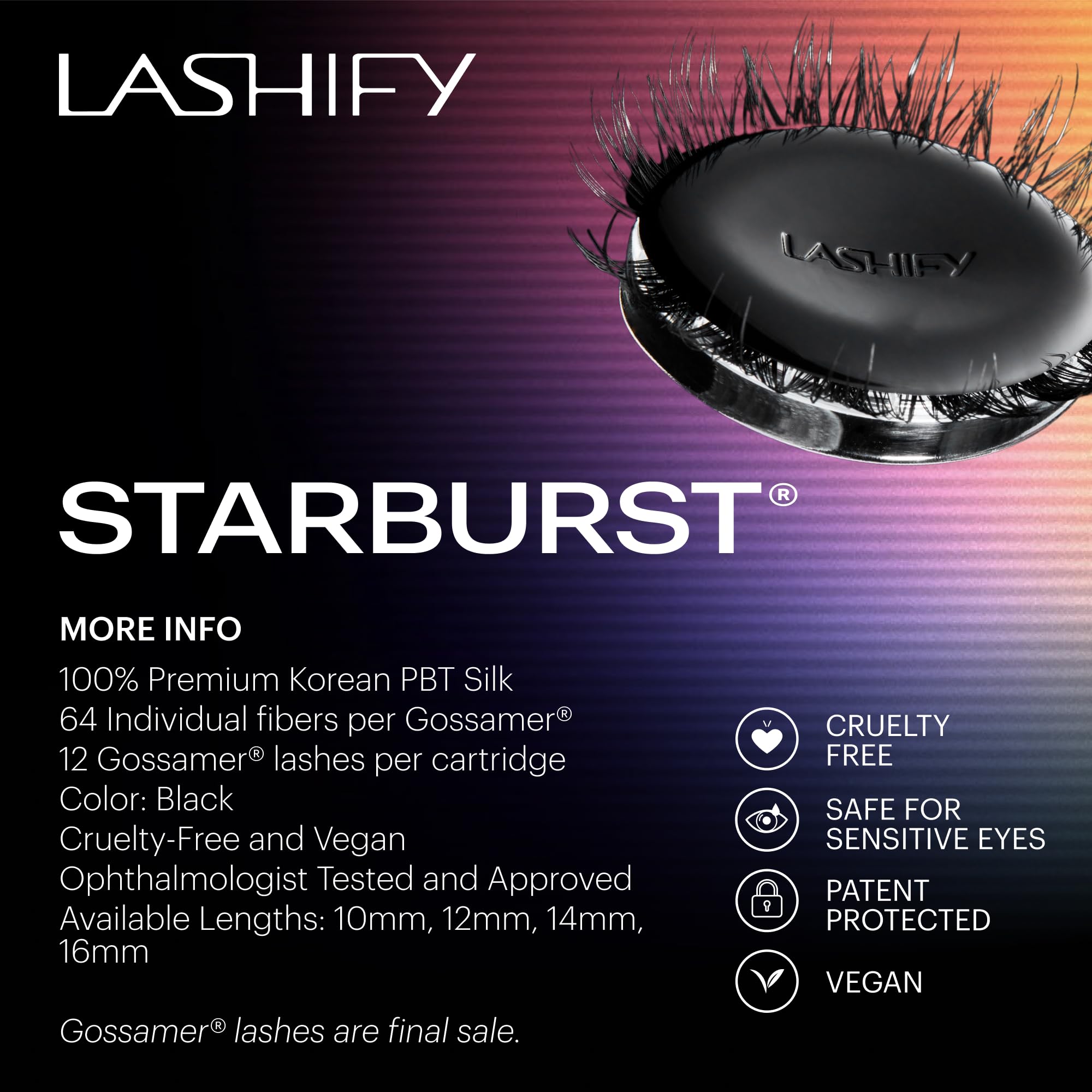 Cartouche Lashify avec 12 Gossamer pour une application modulable.