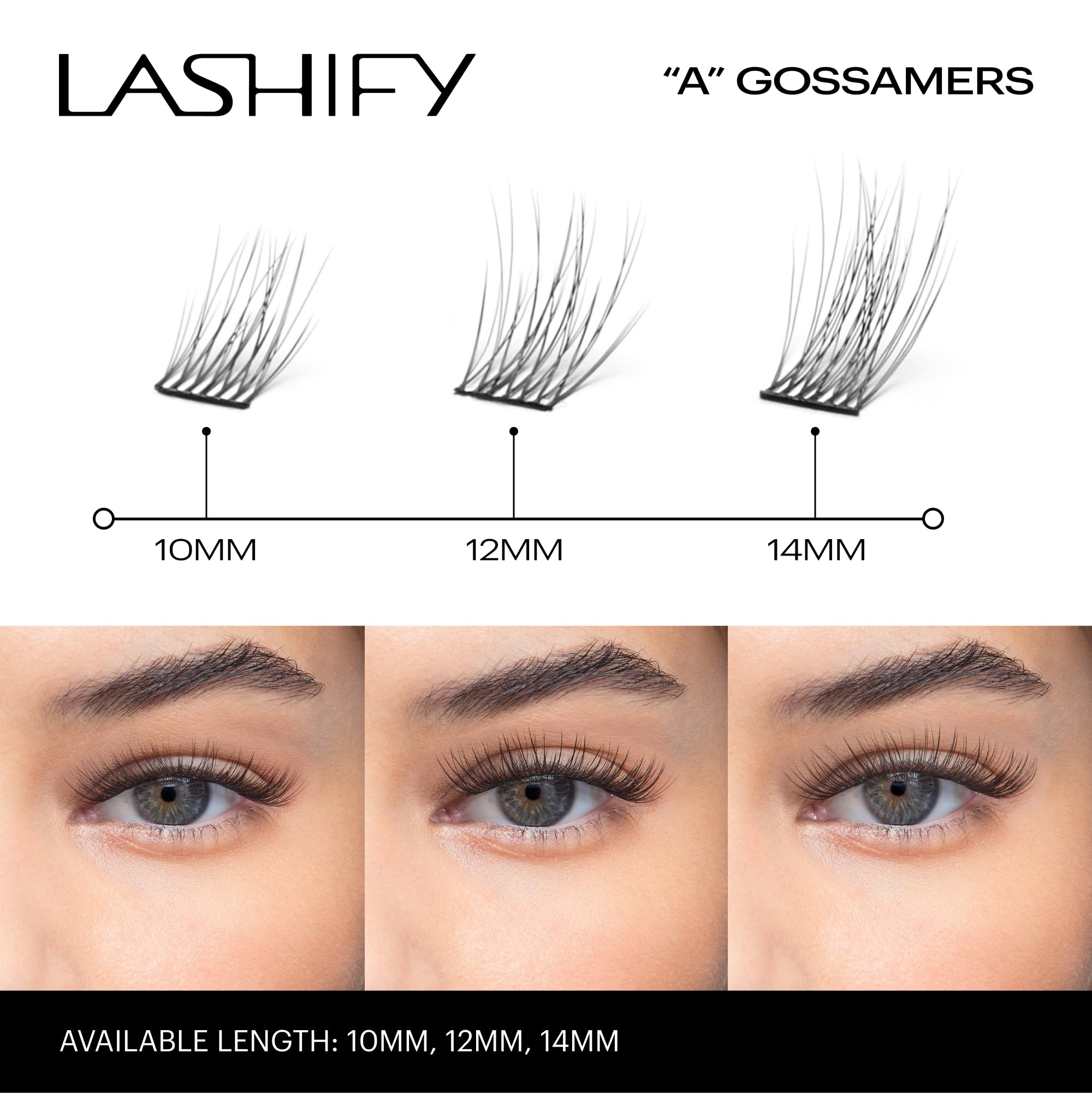 Lashify Amplify 14mm Gossamer : longueur raffinée pour un regard plus ouvert.