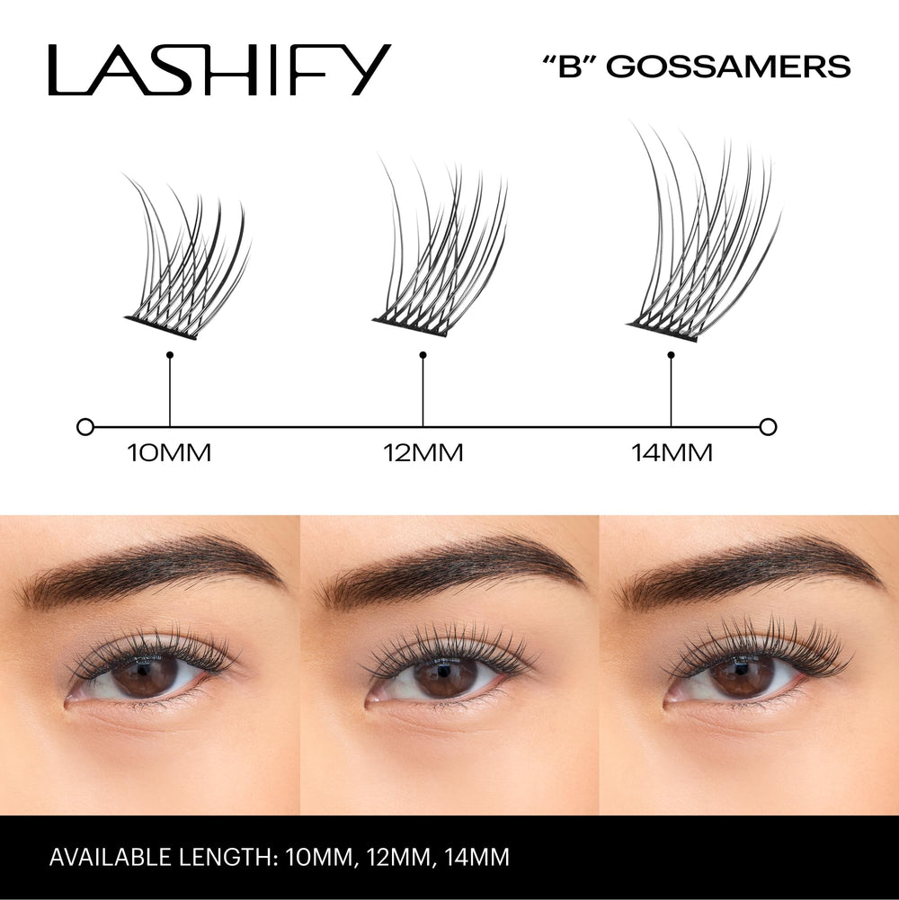 Lashify Bold 12mm Gossamer, fibre PBT coréenne luxueuse pour un rendu sophistiqué.