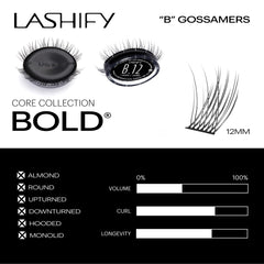 Lashify Bold 12mm Gossamer, longueur 12mm pour un look plus étoffé et durable.