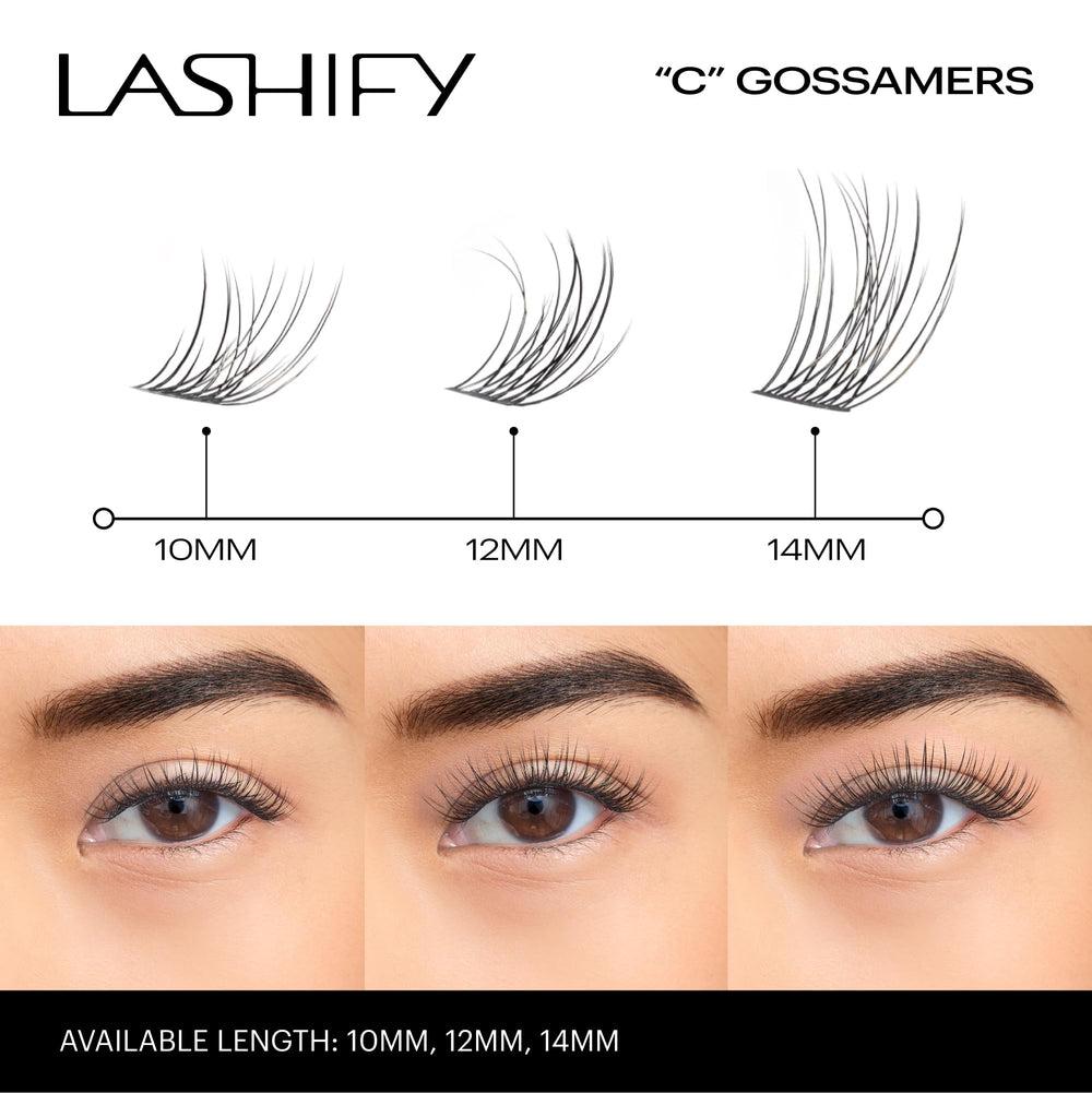 Cartouche Lashify Gossamer 12 cils, longueur personnalisable pour le regard.