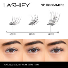 Cartouche Lashify Gossamer 12 cils, longueur personnalisable pour le regard.