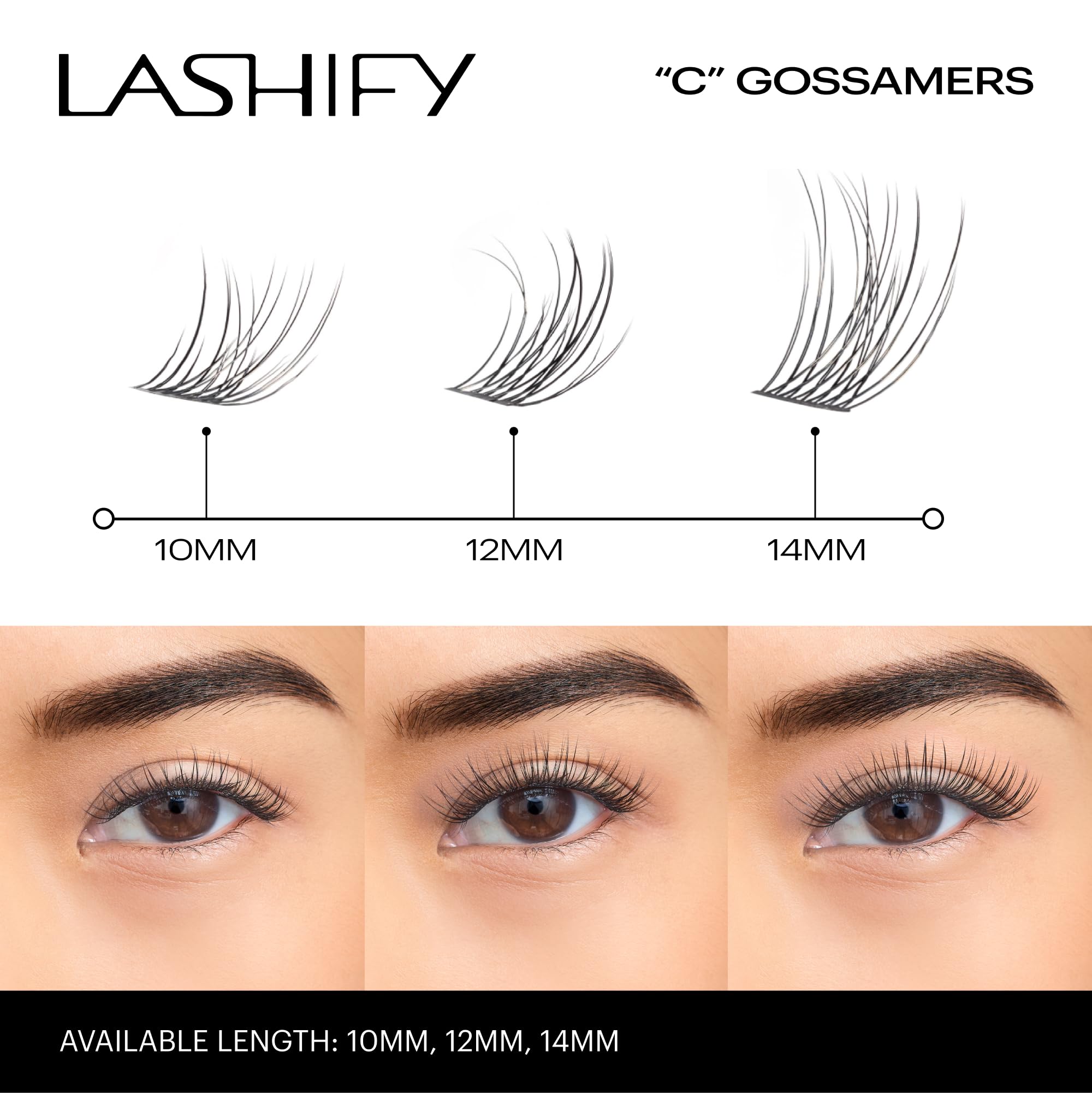 Gossamer Lashify 10mm noir, matière légère pour un port confortable.