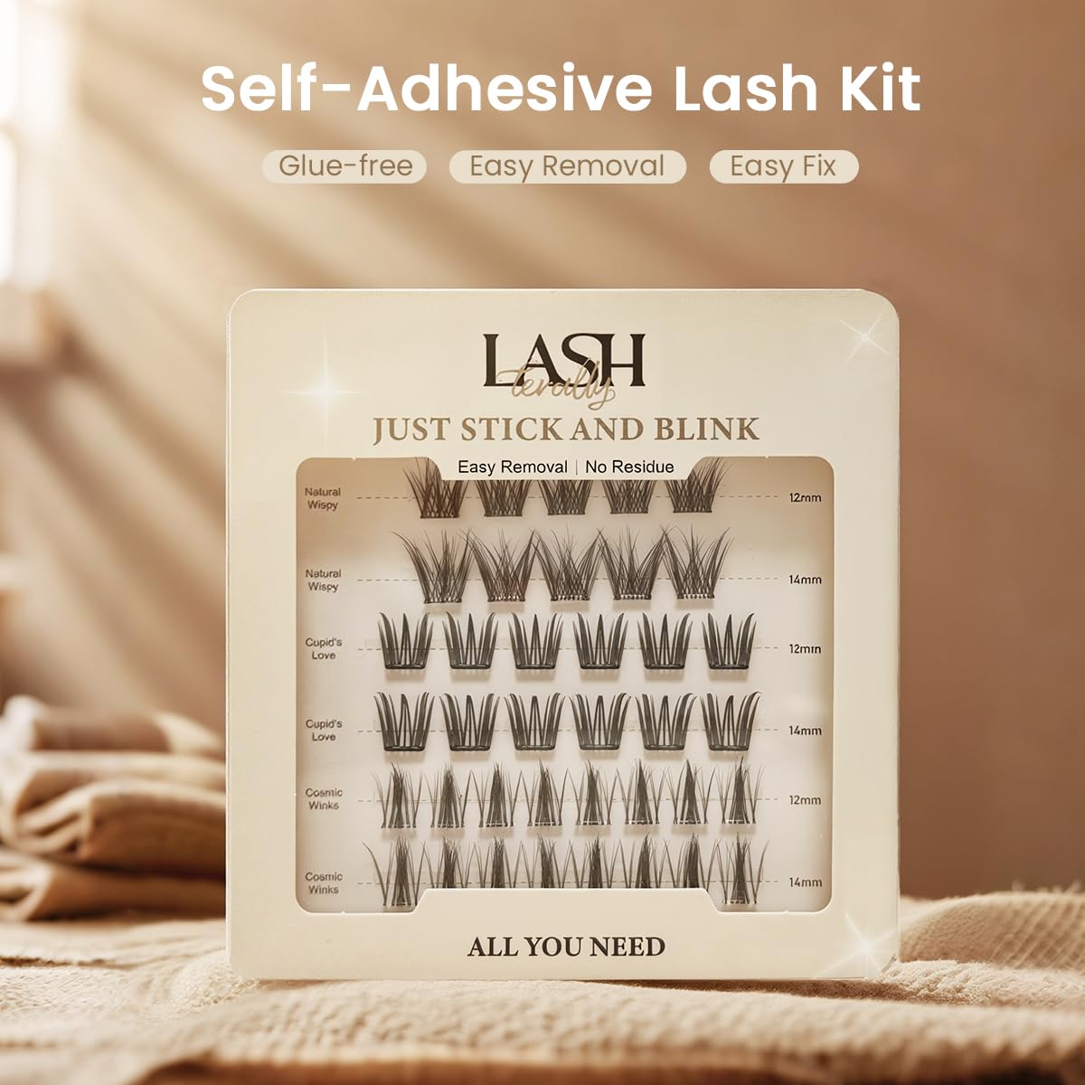 Lashterally coffret cils sans colle, style cosmiques pour yeux plus ouverts.