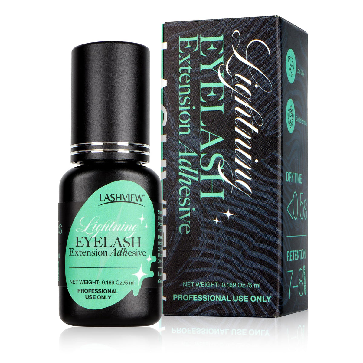 LASHVIEW adhésif séchage rapide 0,5 s pour pose efficace.