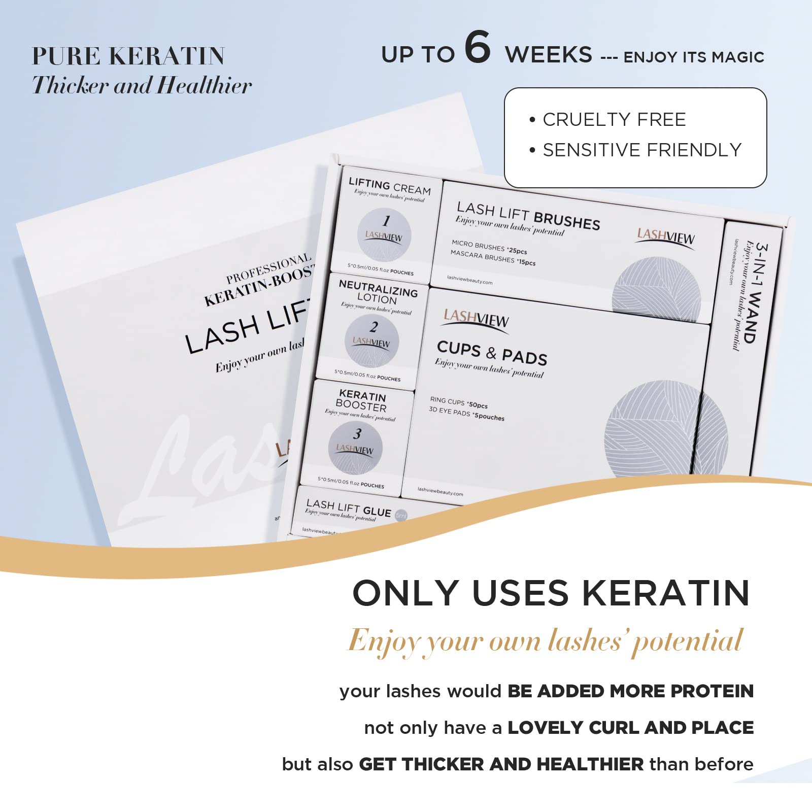 Lotion neutralisante LashVIEW fixe la courbe en douceur.