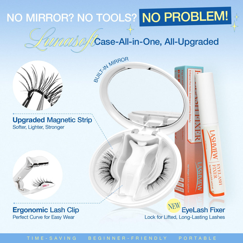 Close-up of LASHVIEW LunaSoft magnets providing secure hold without glue