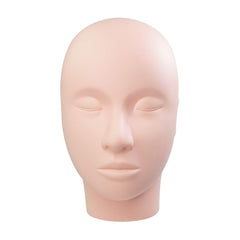 Tête LashVIEW en silicone doux prête pour la pratique des extensions de cils.