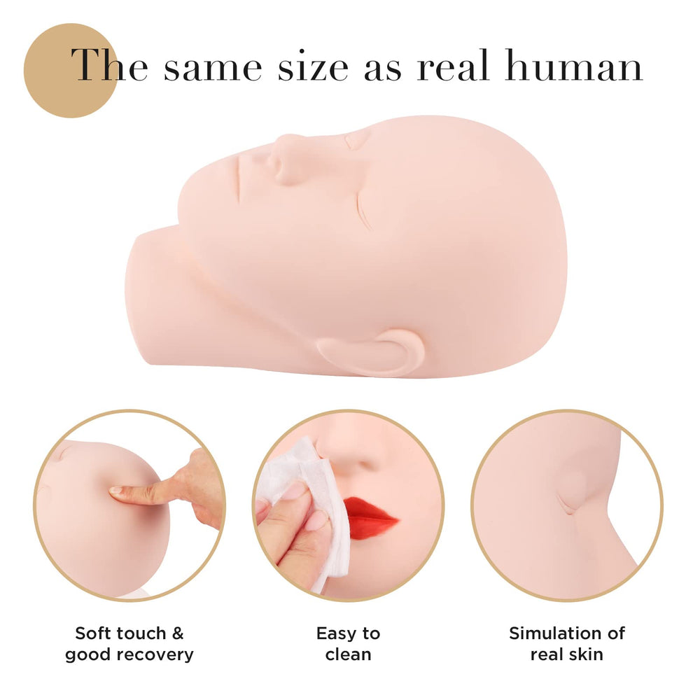Tête LashVIEW en silicone avec texture peau réaliste pour maquillage précis.