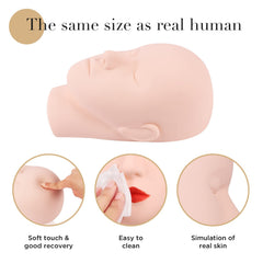 Tête LashVIEW en silicone avec texture peau réaliste pour maquillage précis.