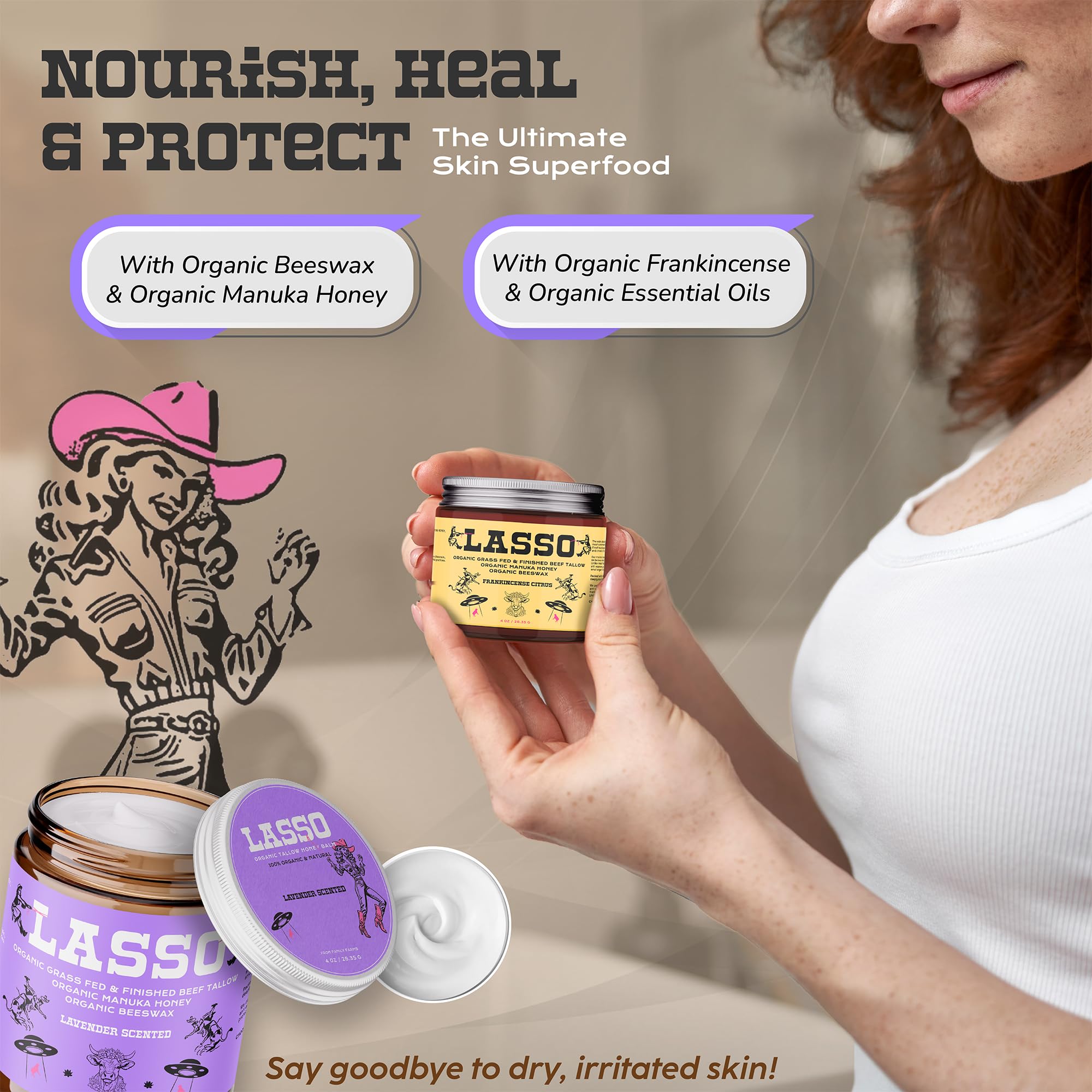 LASSO TALLOW crème visage naturelle, texture riche et légère