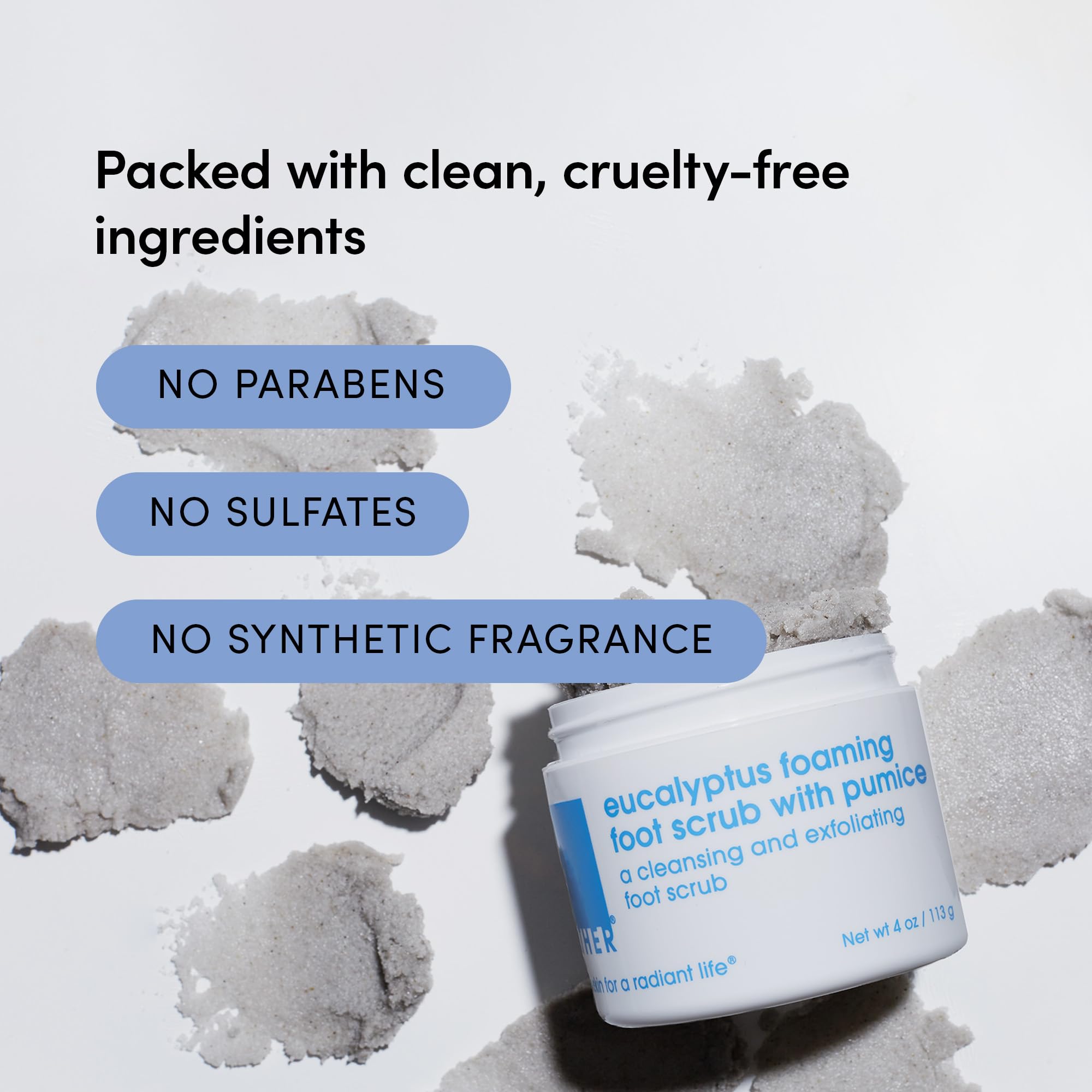 LATHER Foot Scrub alongside pedicure tools for between-salon care.
