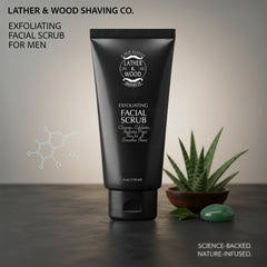 Billes jojoba exfoliantes Lather & Wood révèlent peau lisse et saine.