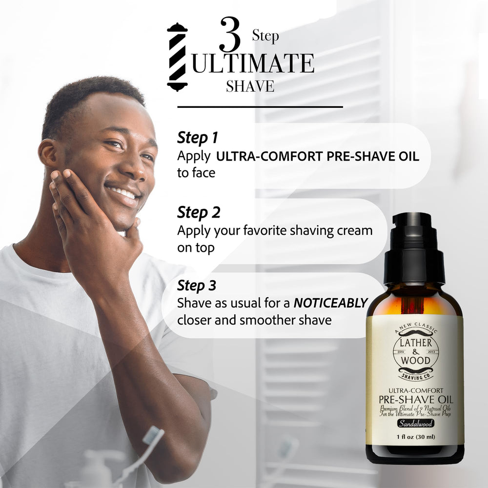 Lather & Wood Shaving Co – massage sur barbe pour adoucir les poils.