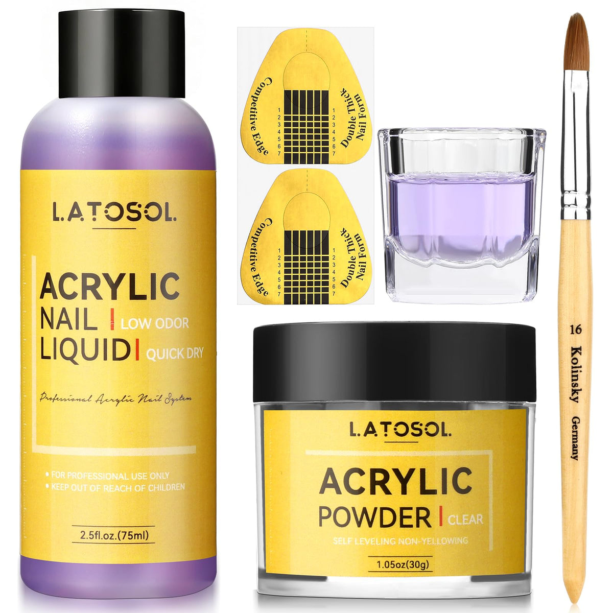 Latosol kit acrylique clair avec pinceau Kolinsky pour une application précise.