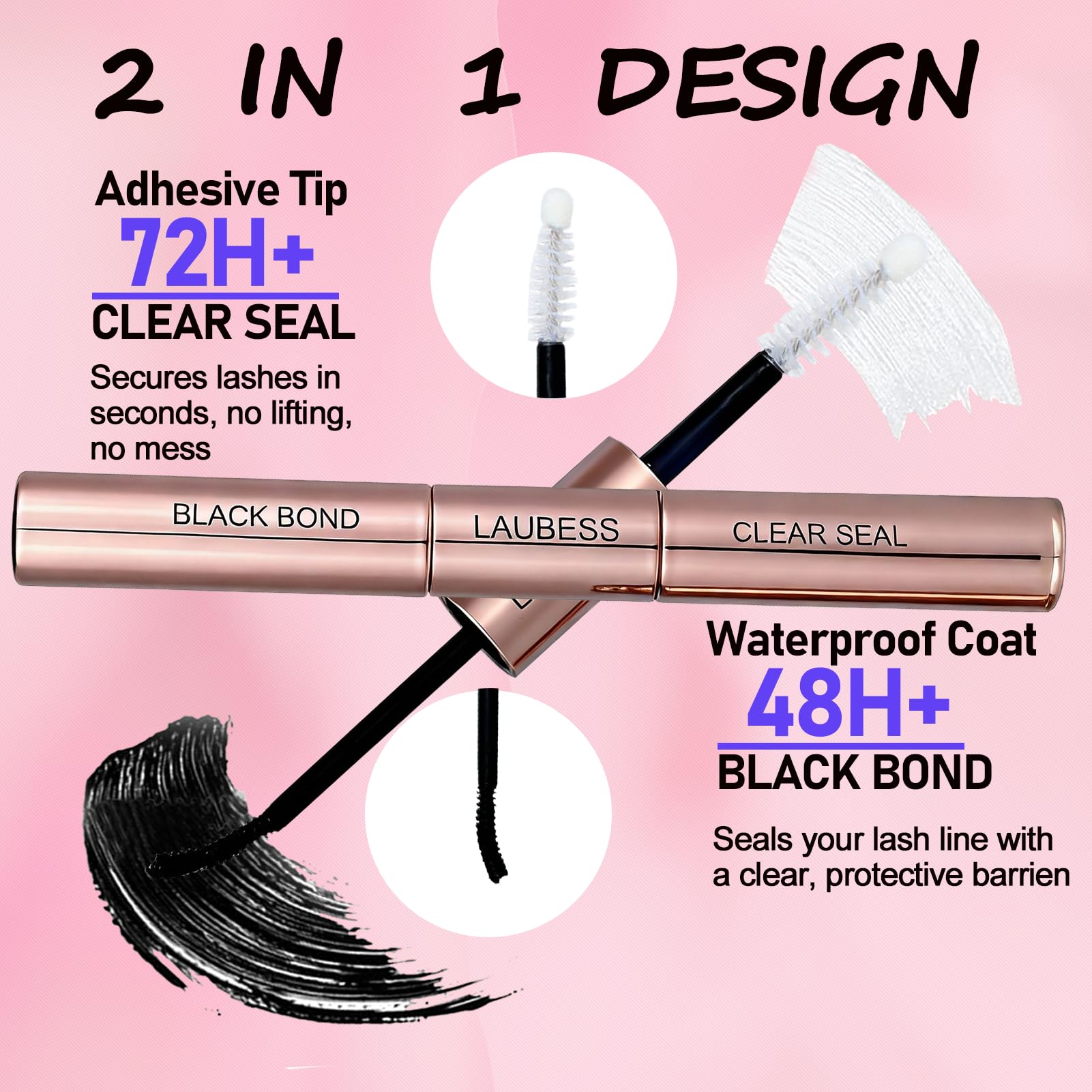 LAUBESS Colle-cils 2-en-1 avec embout boule-seal, fixation fiable.