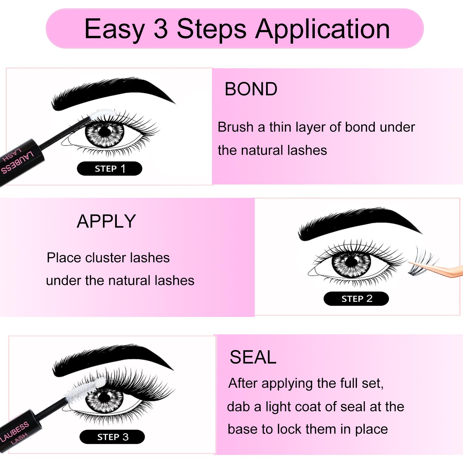 Laubess LASH clusters cils prêts à poser pour un look rapide.