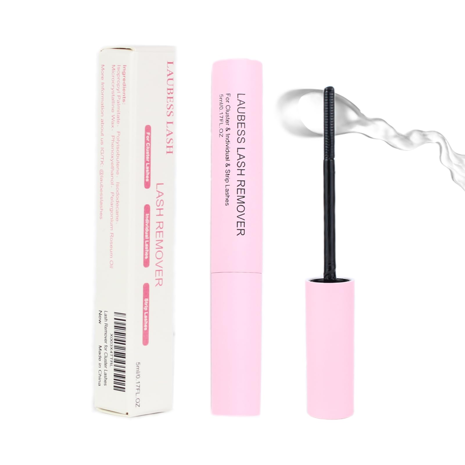 Emballage LAUBESS LASH, produit prêt à l'emploi pour retirer les extensions à domicile.