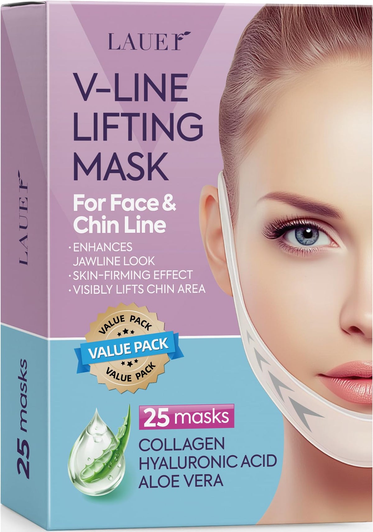 Masque contouring Ligne-V LAUER COSMETIC pour un visage plus sculpté.