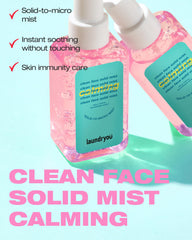 LAUNDRYOU Clean Face montre la transformation gel en brume rafraîchissante.