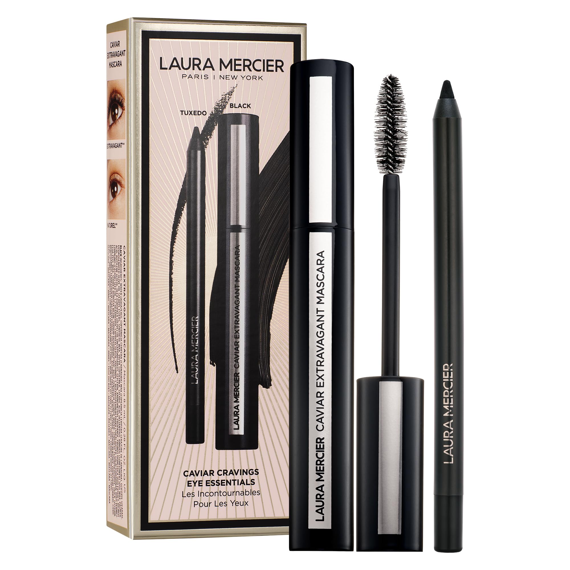 Laura Mercier Caviar Extravagant Mascara – brosse prête pour un volume durable.
